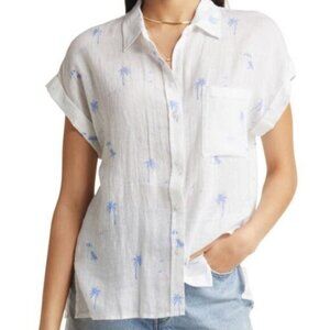 Rails Size XS Blue White Whitney Linen Blend Button-up Shirt in Malibu Beach NWT